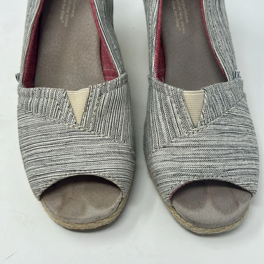 Toms Espadrille Wedged Heel Open Toe Shoes Size 7